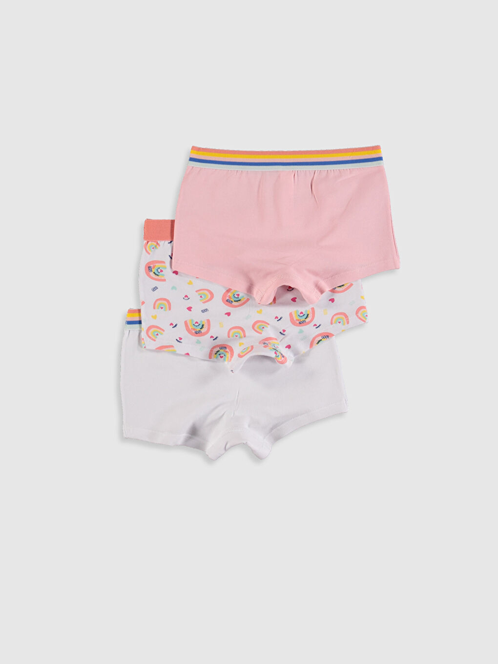 Pembe Baskılı Pamuklu Kız Çocuk Boxer 3'lü-1