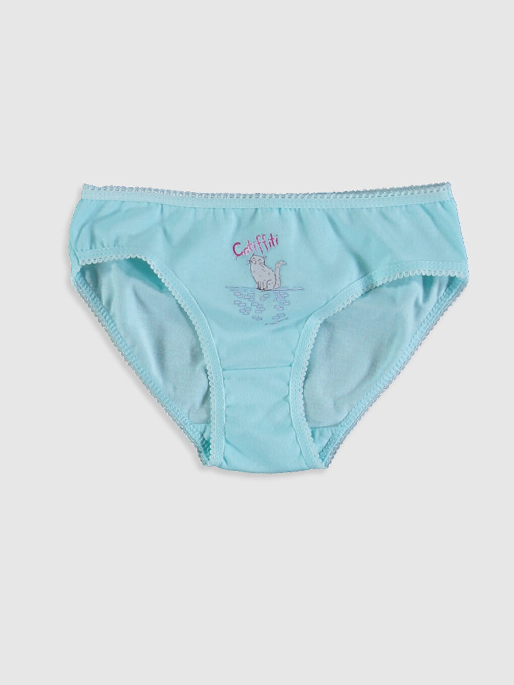 Beyaz Baskılı Pamuklu Kız Çocuk Külot 4'lü-1