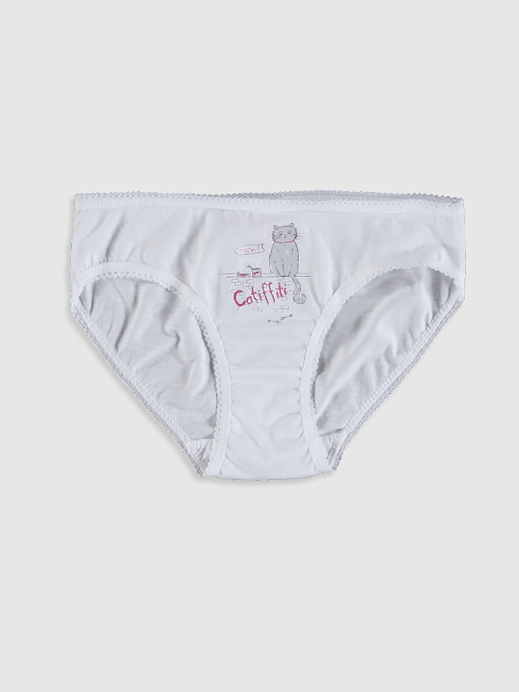 Beyaz Baskılı Pamuklu Kız Çocuk Külot 4'lü-2