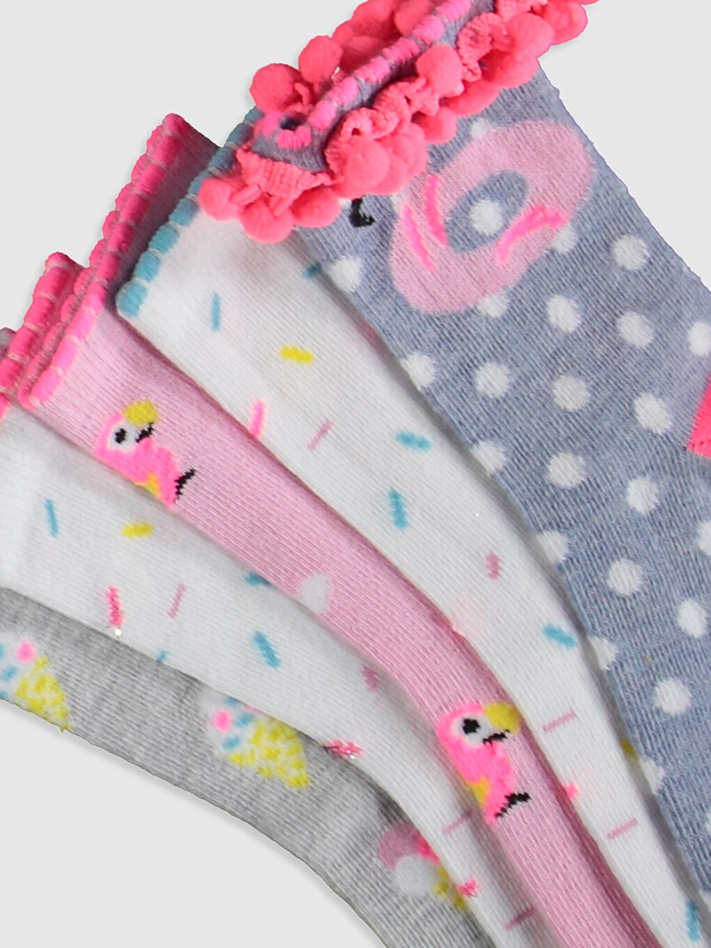 Mavi Desenli Kız Çocuk Soket Çorap 5'li-2