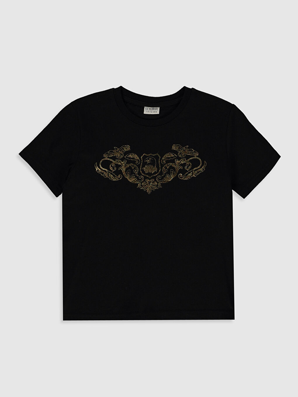 Siyah Bisiklet Yaka Kısa Kollu Erkek Çocuk Tişört