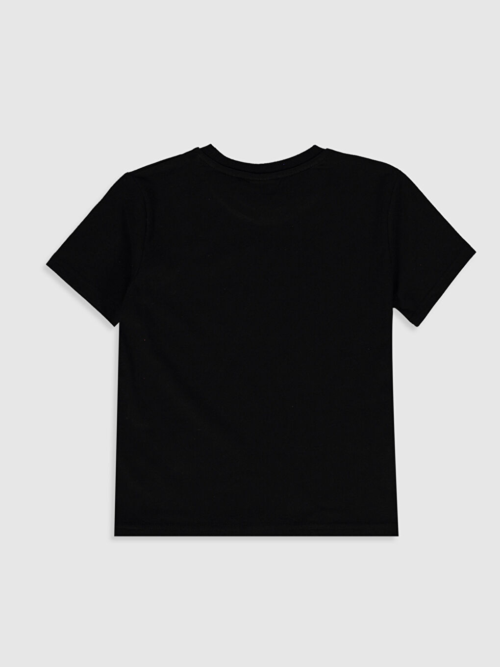 Siyah Bisiklet Yaka Kısa Kollu Erkek Çocuk Tişört-1