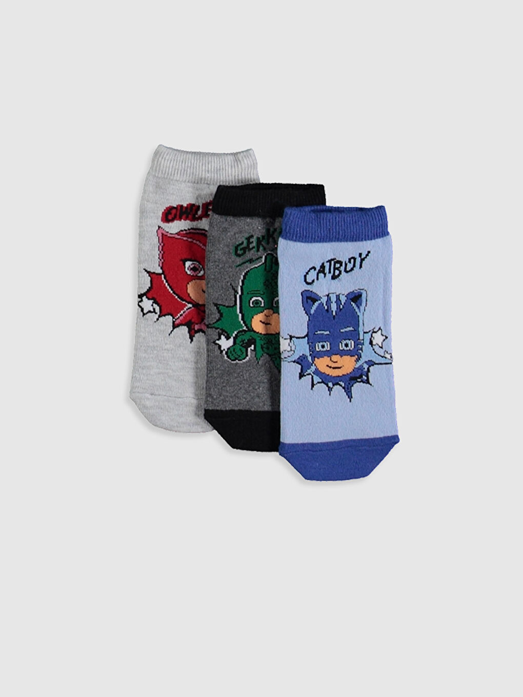 Karışık Pijamaskeliler Desenli Erkek Çocuk Patik Çorap 3'lü