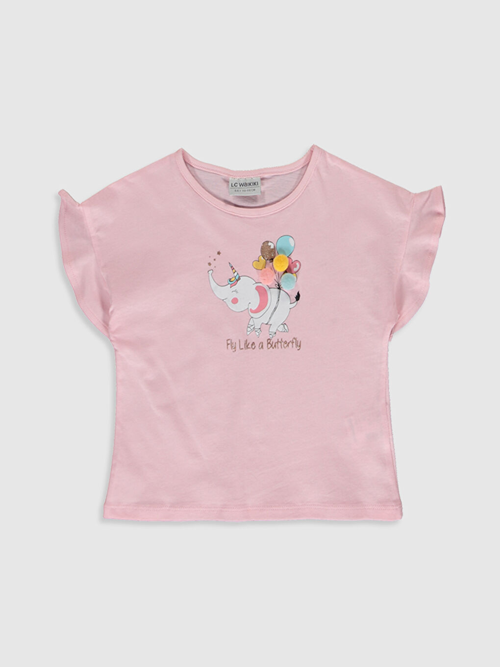 Pembe Bisiklet Yaka Kısa Kollu Kız Çocuk Tişört