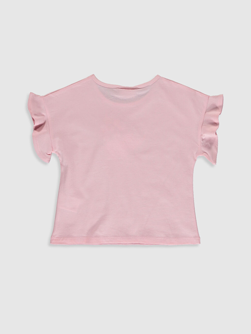 Pembe Bisiklet Yaka Kısa Kollu Kız Çocuk Tişört-1