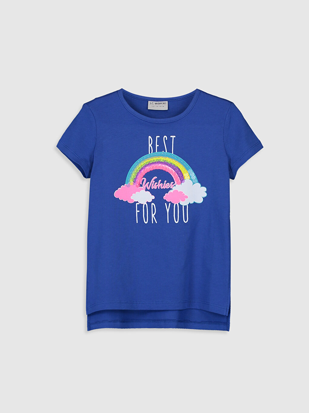 Mavi Bisiklet Yaka Kısa Kollu Kız Çocuk Tişört