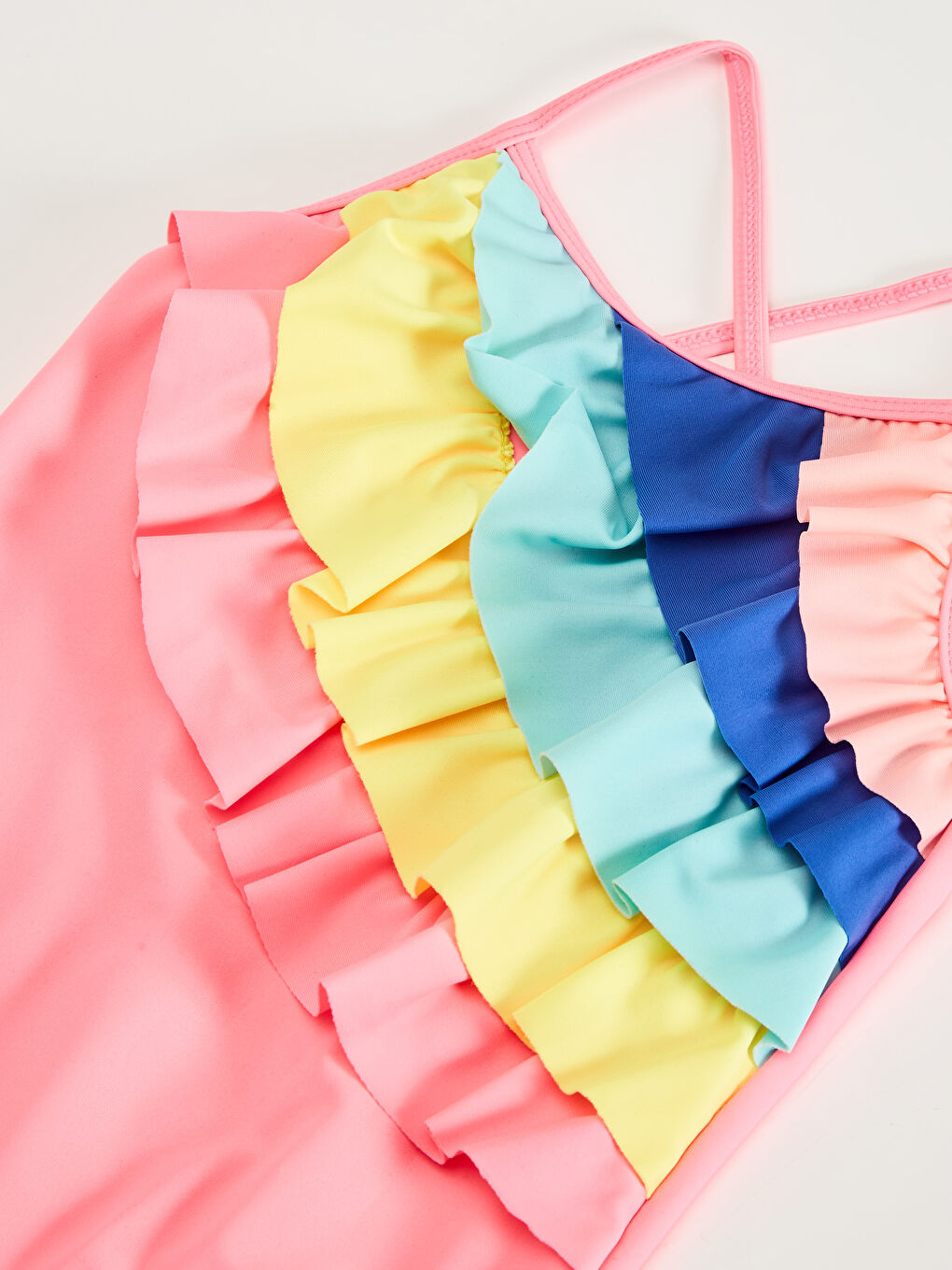 Esnek Kumaştan Fırfırlı Kız Çocuk Mayo-2