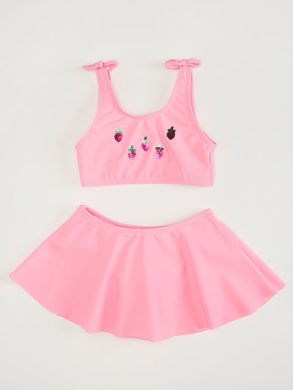 Pembe Kız Çocuk Etekli Bikini