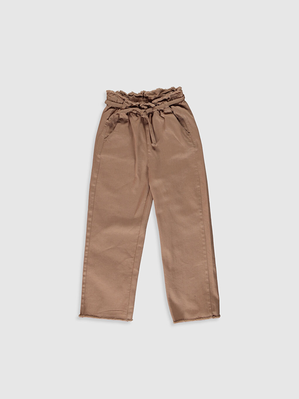 Bej Beli Lastikli Basic Gabardin Kız Çocuk Pantolon