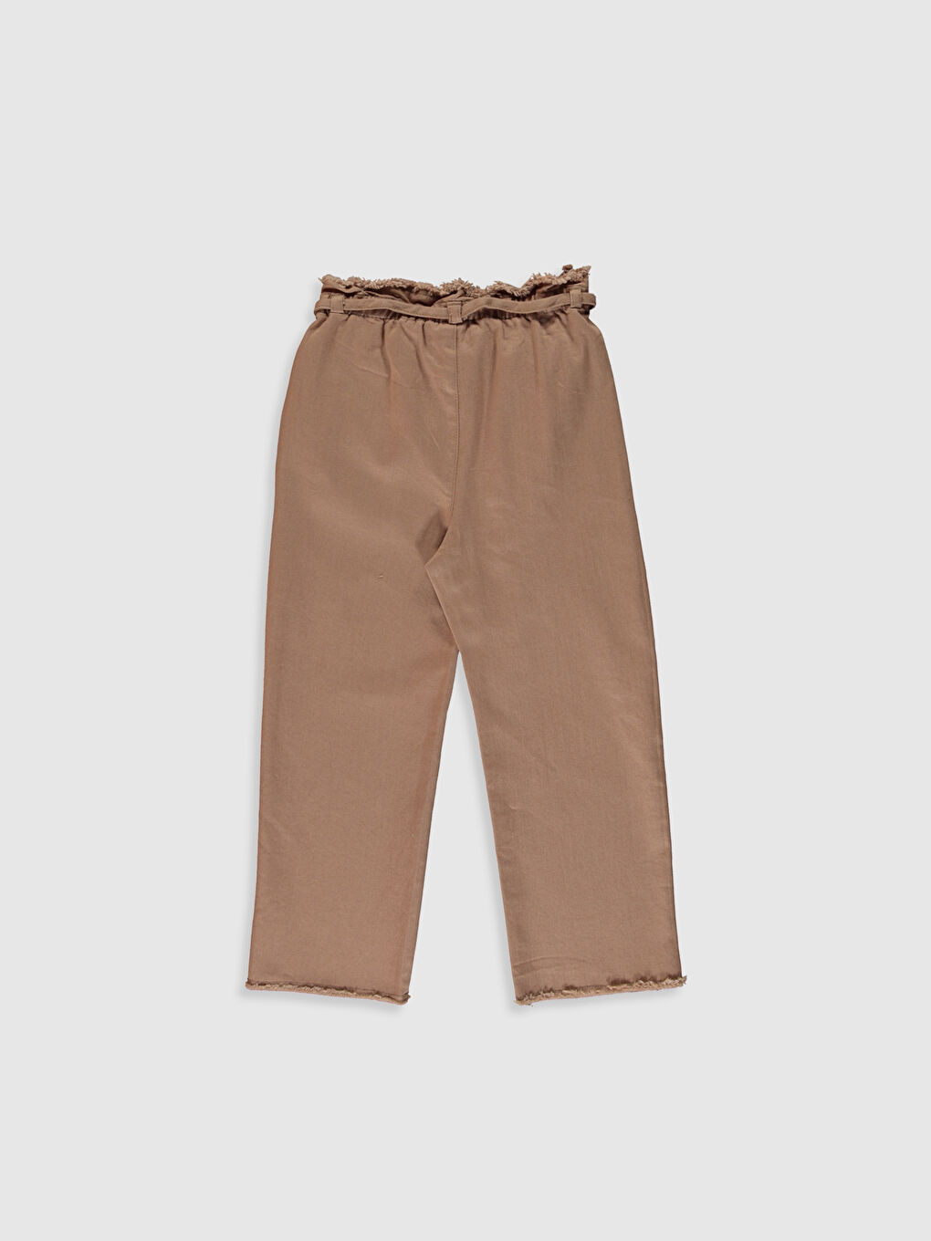 Bej Beli Lastikli Basic Gabardin Kız Çocuk Pantolon-1