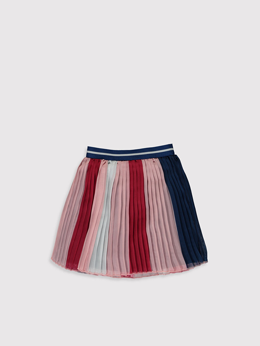 Jupe Plissée Fille à Bloc de Couleurs avec Taille Élastique-1