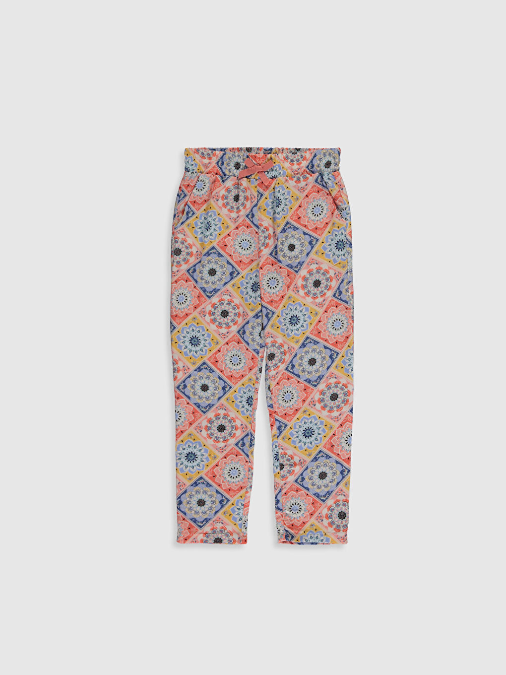 Turuncu Kız Çocuk Desenli Viskon Pantolon
