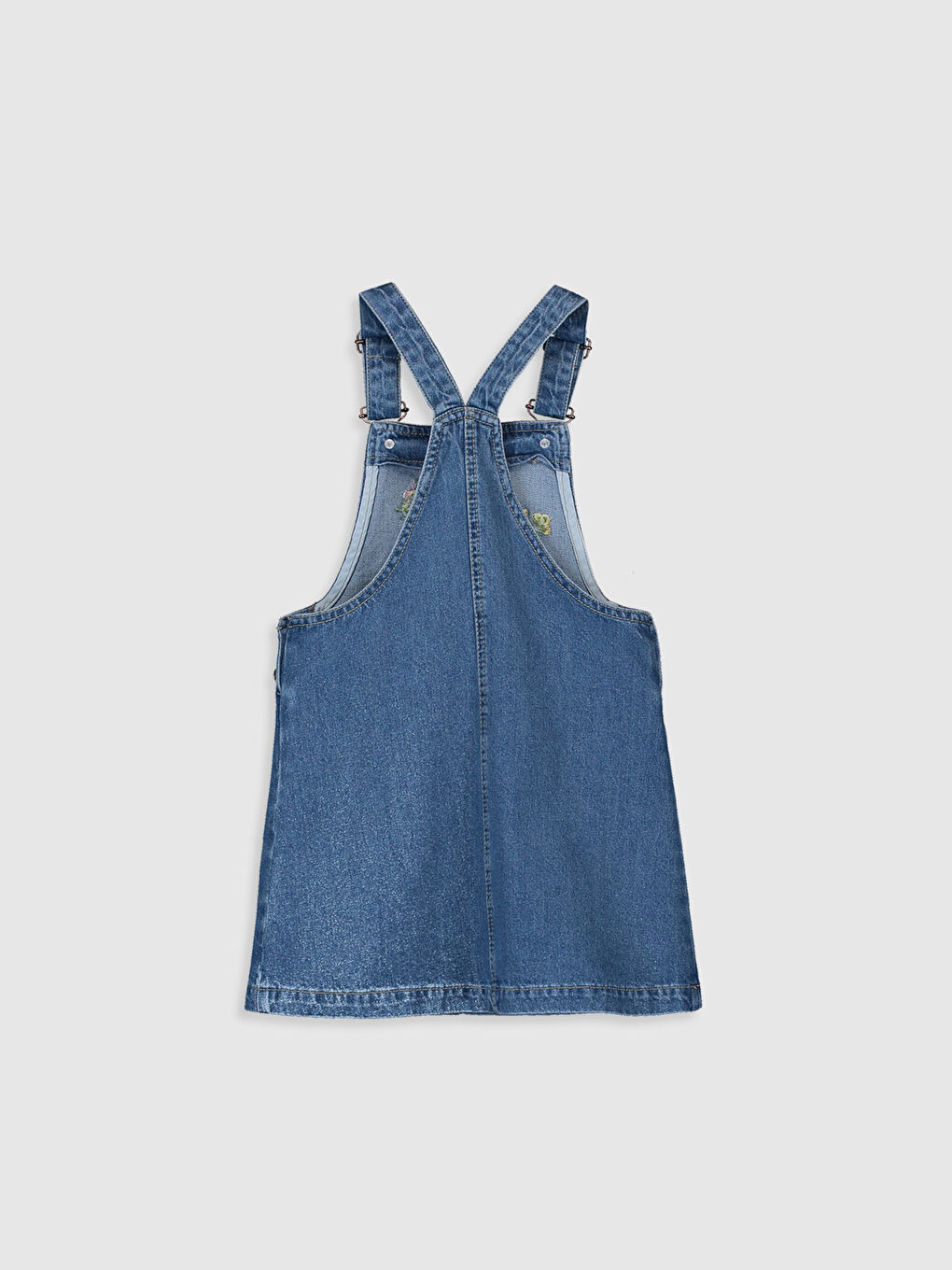 İndigo Kız Çocuk Nakışlı Jean Elbise-1