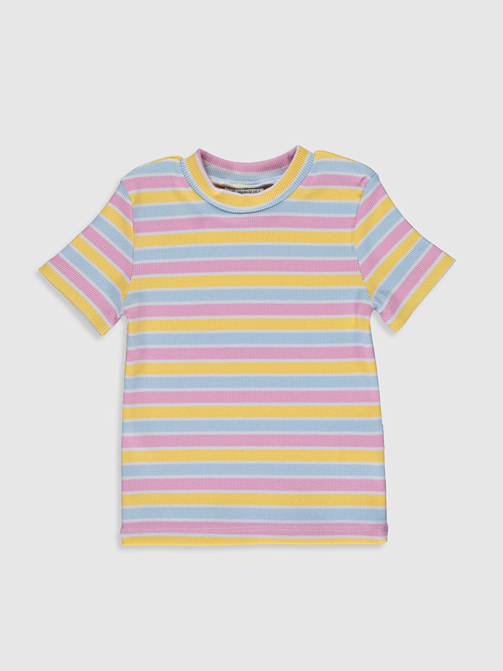 Karışık Bisiklet Yaka Kısa Kollu Kız Çocuk Tişört