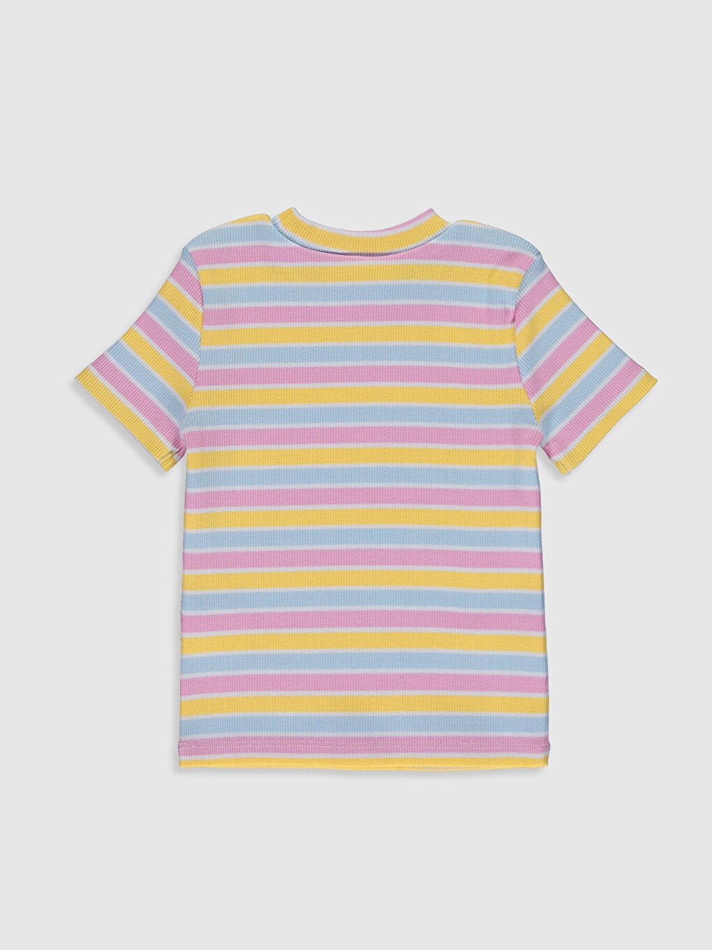 Karışık Bisiklet Yaka Kısa Kollu Kız Çocuk Tişört-1