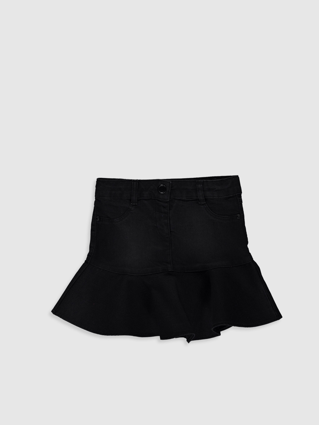 Elastic Waist Frilly Girl's Jean Skirt