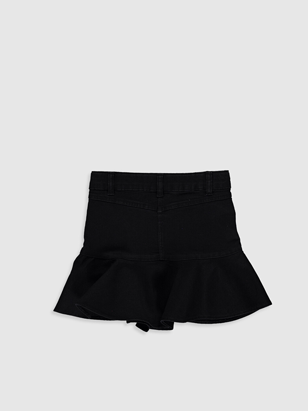Elastic Waist Frilly Girl's Jean Skirt-1