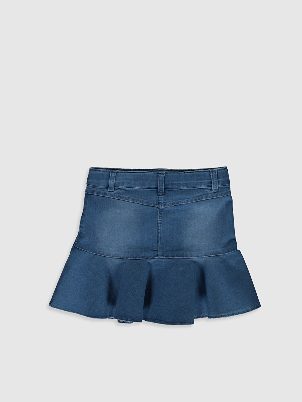 Jupe en jean froncée à taille élastiquée pour fille-1