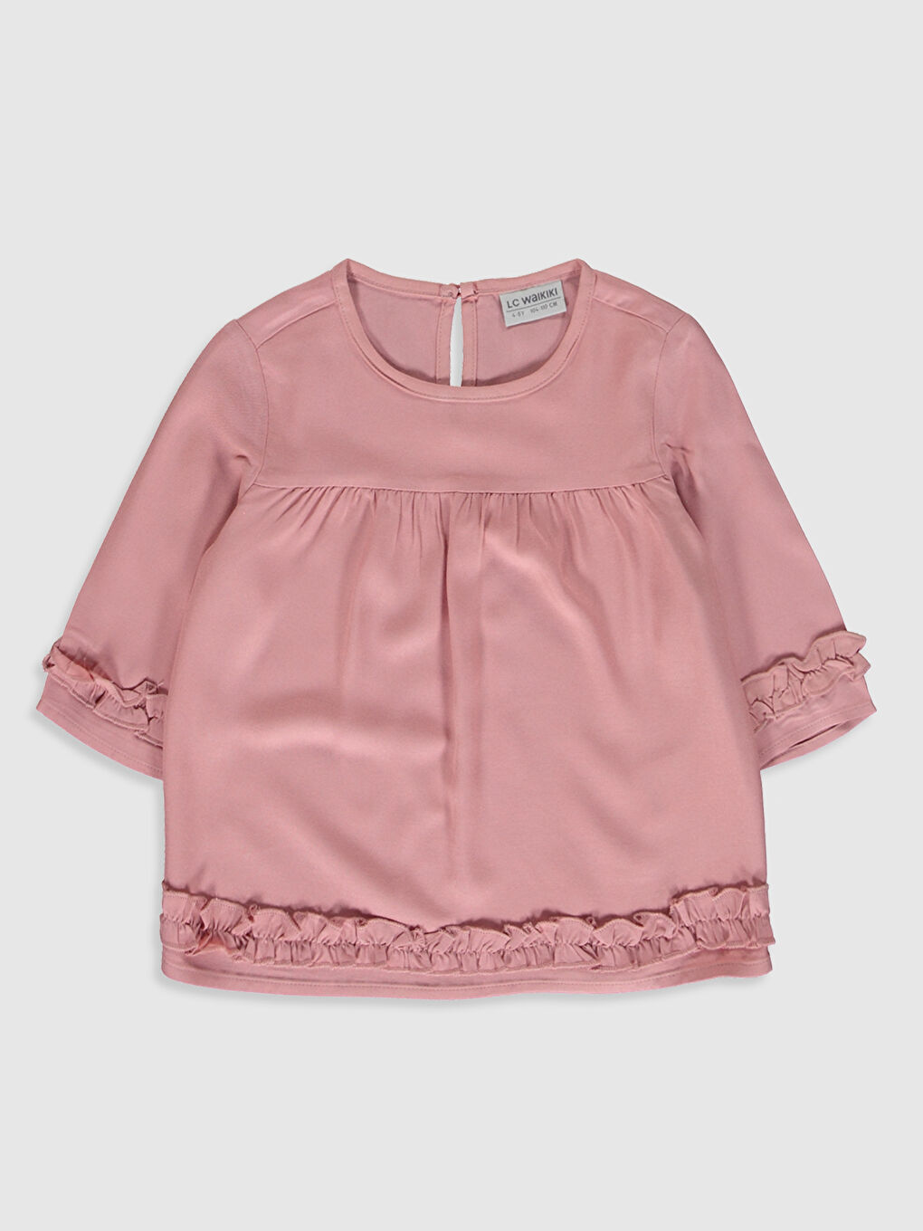 Crew Neck Ruffle Detail Viscose Girls Blouse