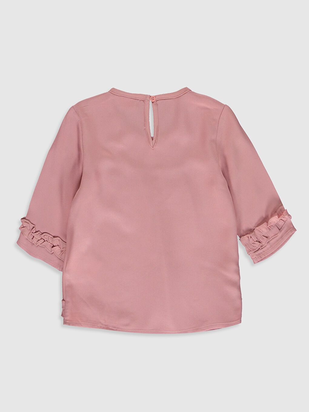 Crew Neck Ruffle Detail Viscose Girls Blouse-1