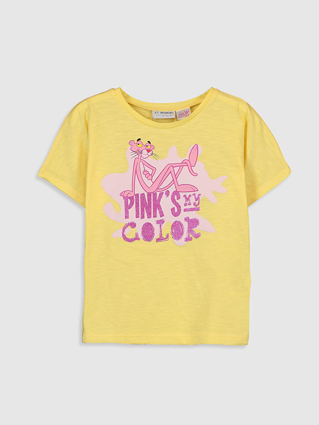 Sarı Bisiklet Yaka Kısa Kollu Kız Çocuk Tişört