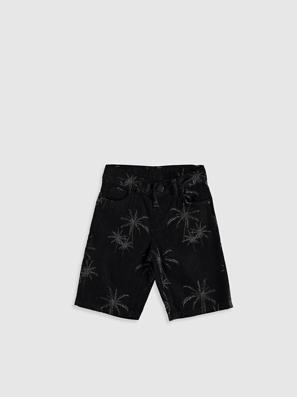 Antrasit Baskılı Pamuklu Erkek Çocuk Jean Şort