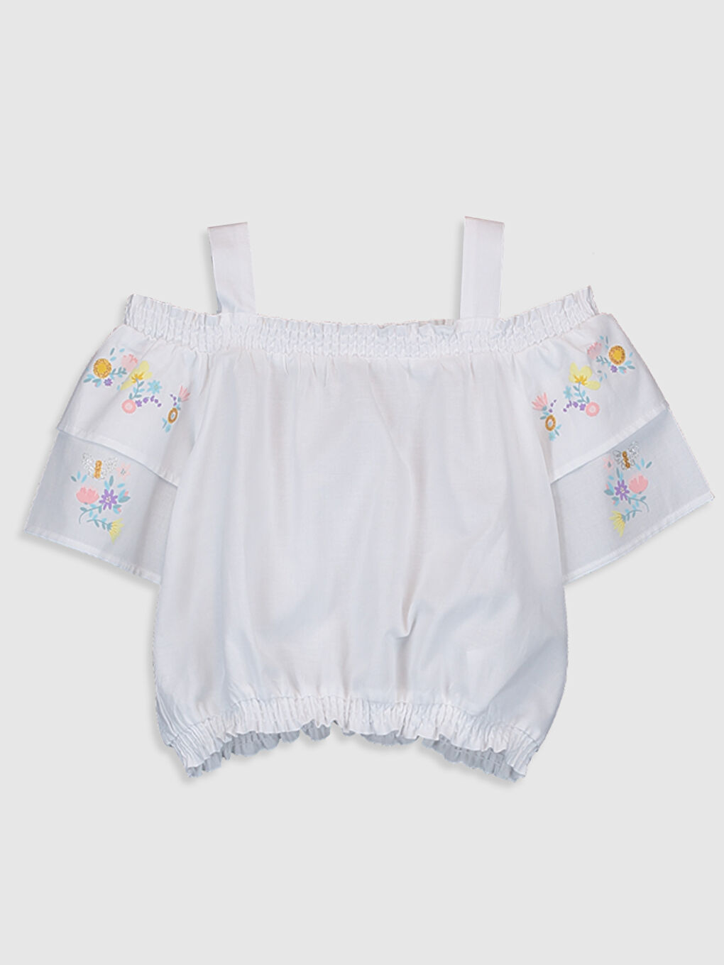 Boat Neck Short Sleeve Girls' Blouse