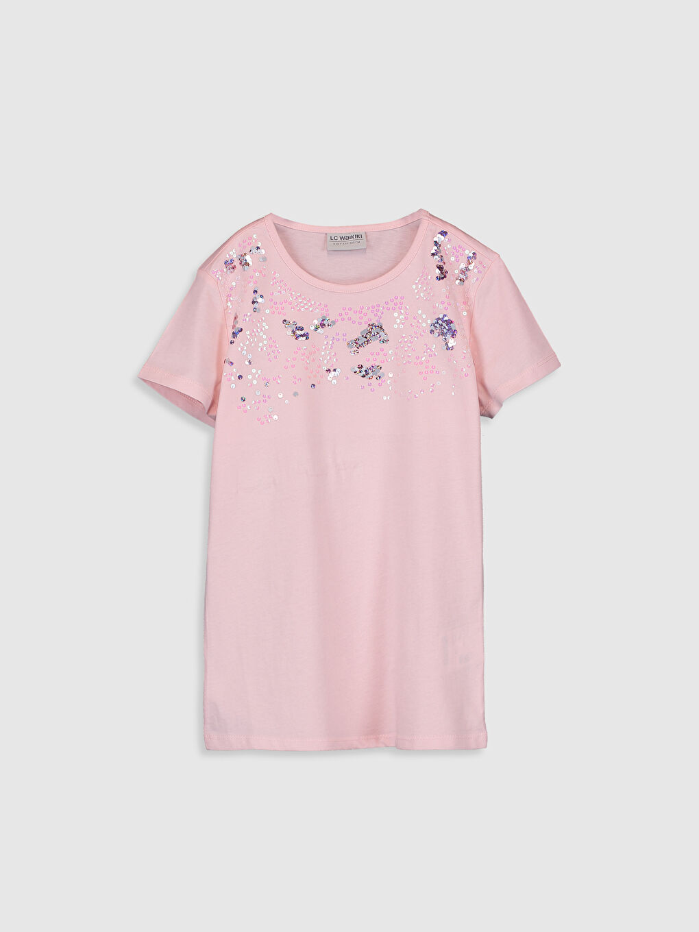 Pembe Bisiklet Yaka Kısa Kollu Kız Çocuk Tişört