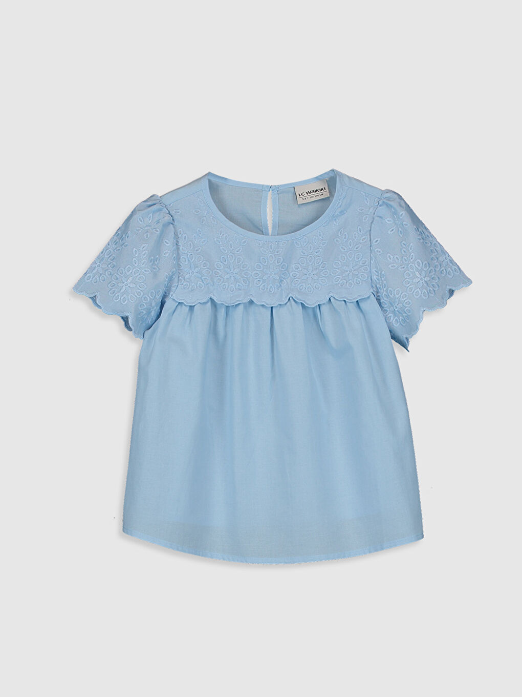 Mavi Bisiklet Yaka Kısa Kollu Kız Çocuk Bluz