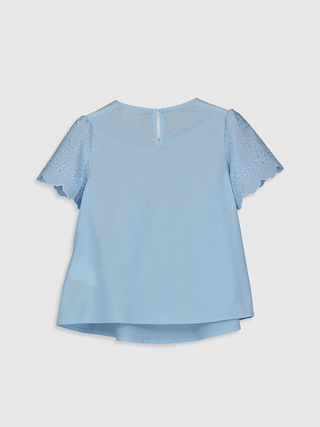 Mavi Bisiklet Yaka Kısa Kollu Kız Çocuk Bluz-1