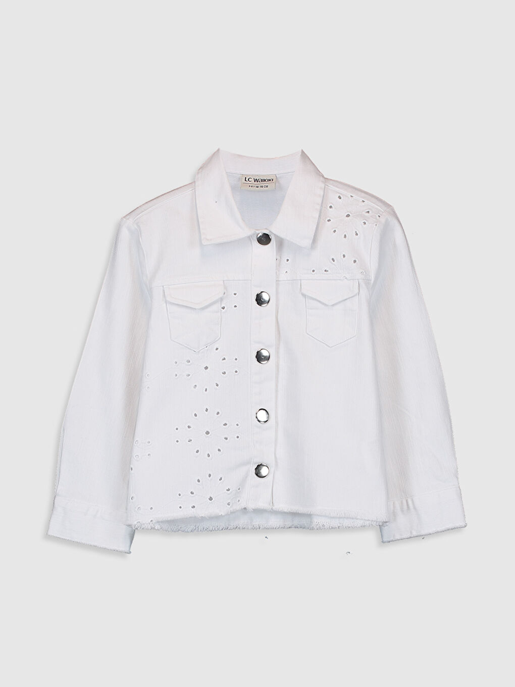 Beyaz Gömlek Yaka Fisto Detaylı Kız Çocuk Ceket