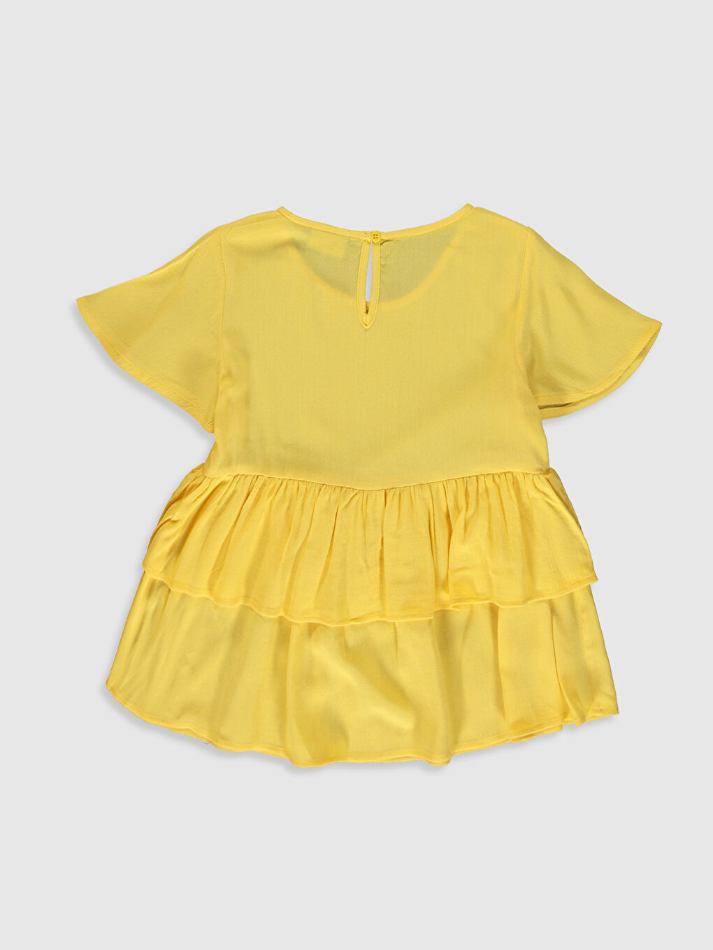 Sarı Bisiklet Yaka Kısa Kollu Kız Çocuk Bluz-1