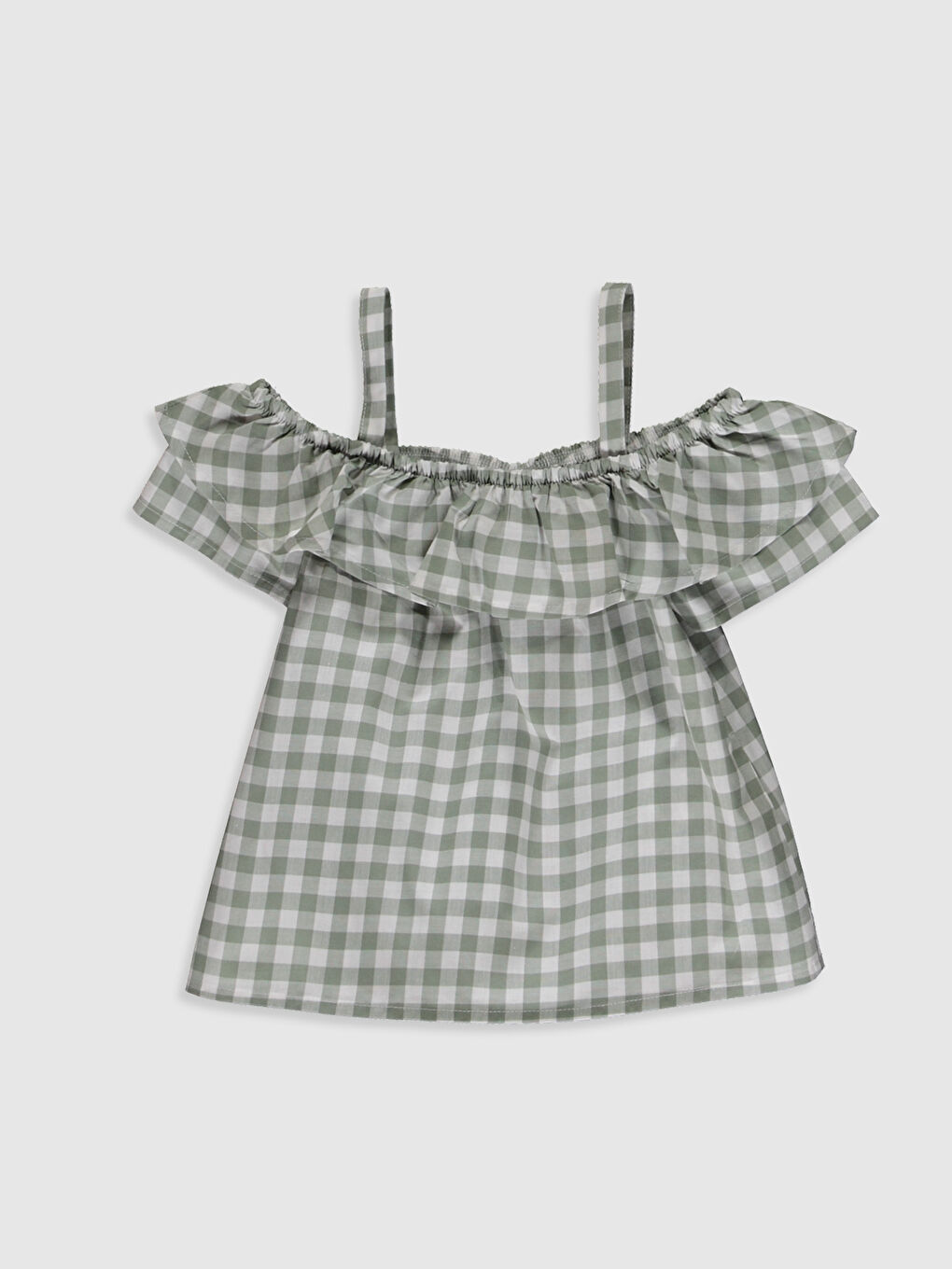 Yeşil Kayık Yaka Kısa Kollu Kız Çocuk Bluz