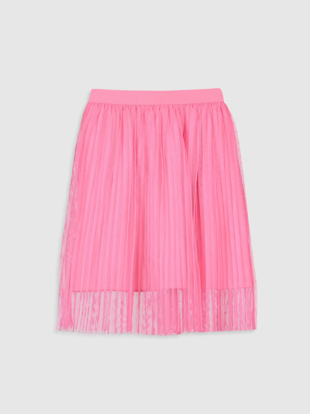 Pembe Beli Lastikli Pileli Kız Çocuk Etek