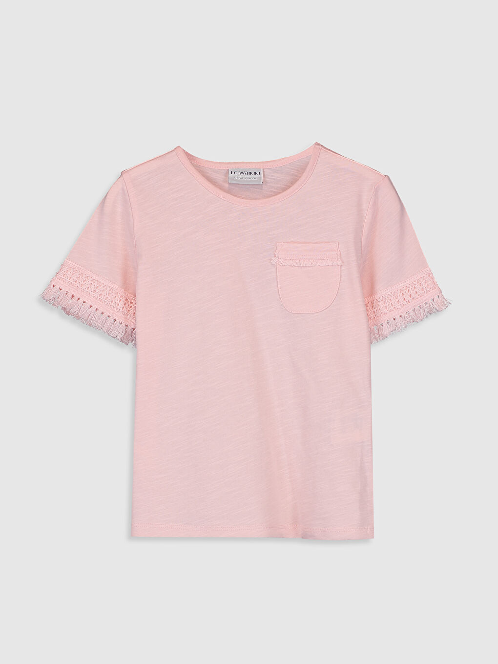 Pembe Bisiklet Yaka Kısa Kollu Kız Çocuk Tişört