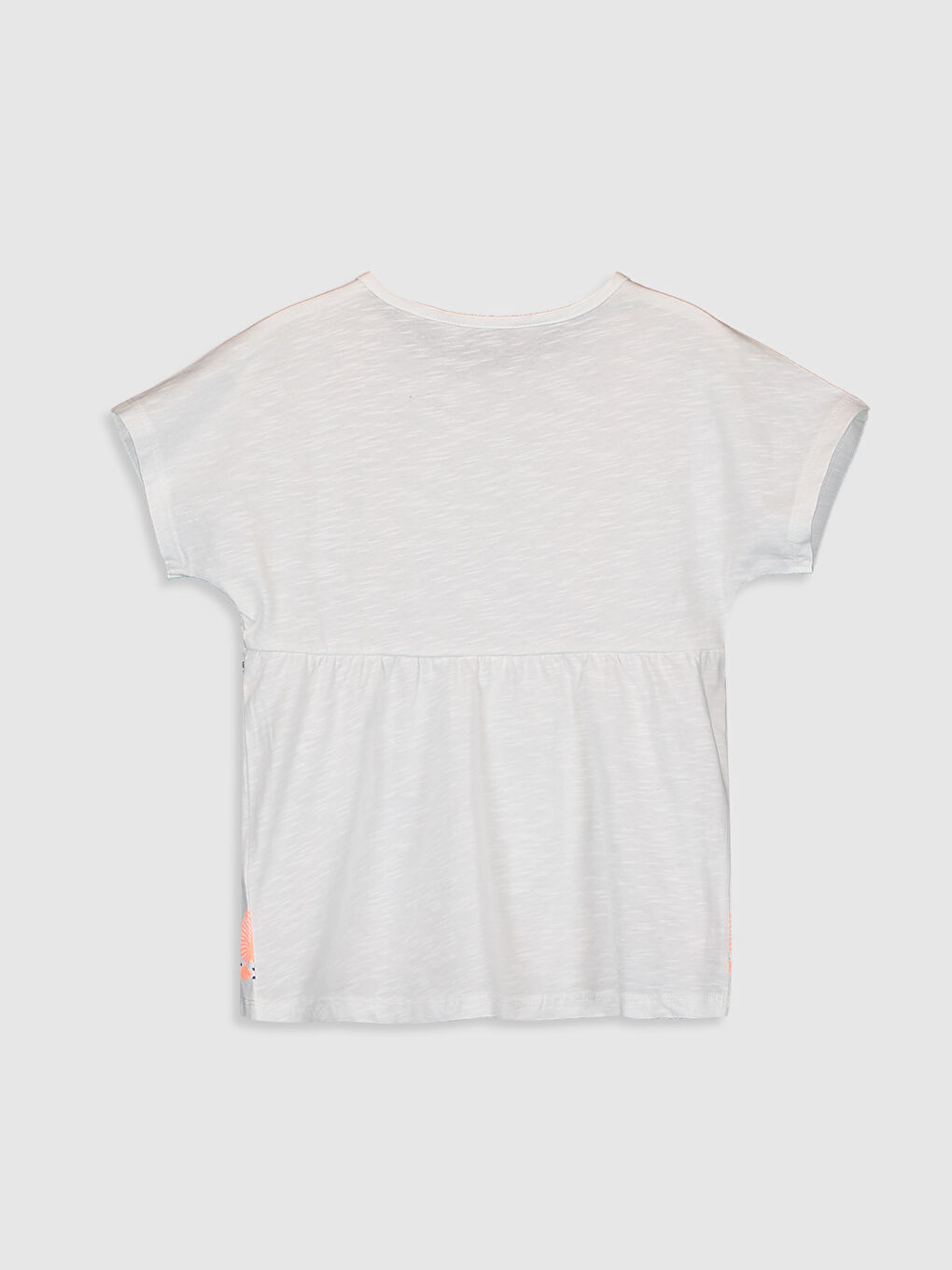 Beyaz Bisiklet Yaka Kısa Kollu Kız Çocuk Tişört-1