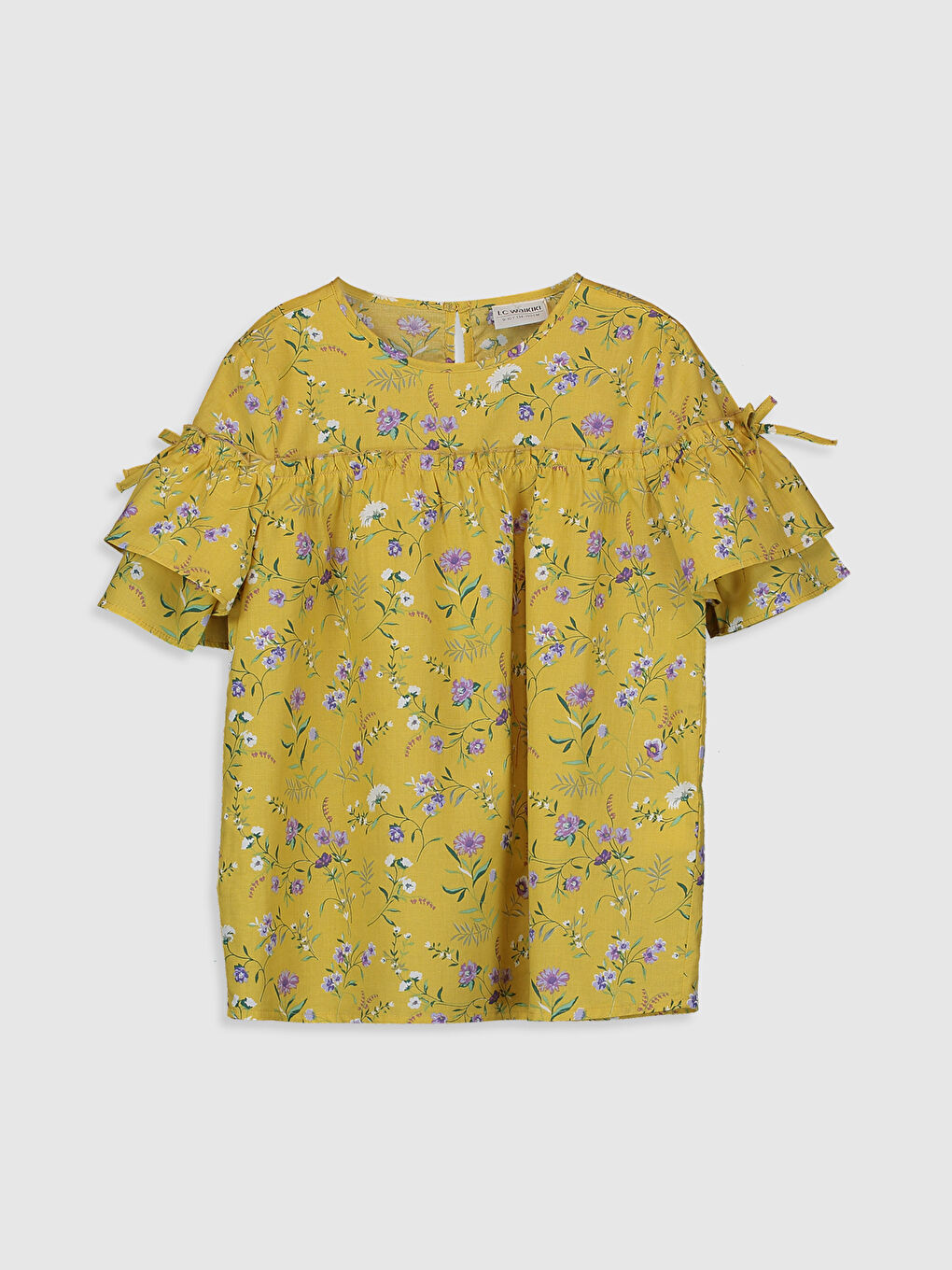 Crew Neck Short Sleeve Girls' Blouse