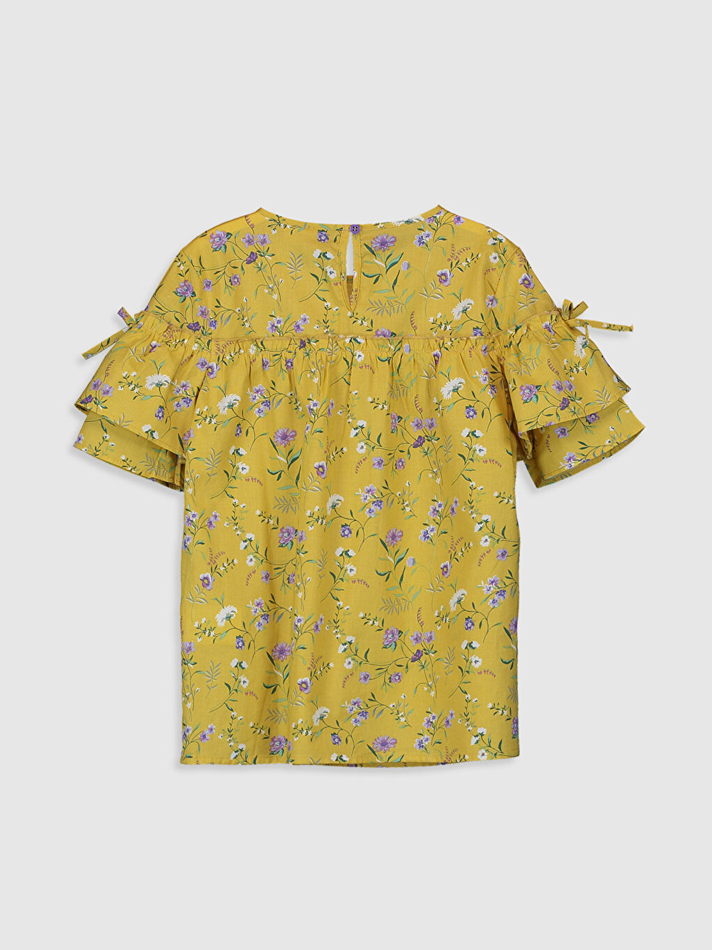 Crew Neck Short Sleeve Girls' Blouse-1