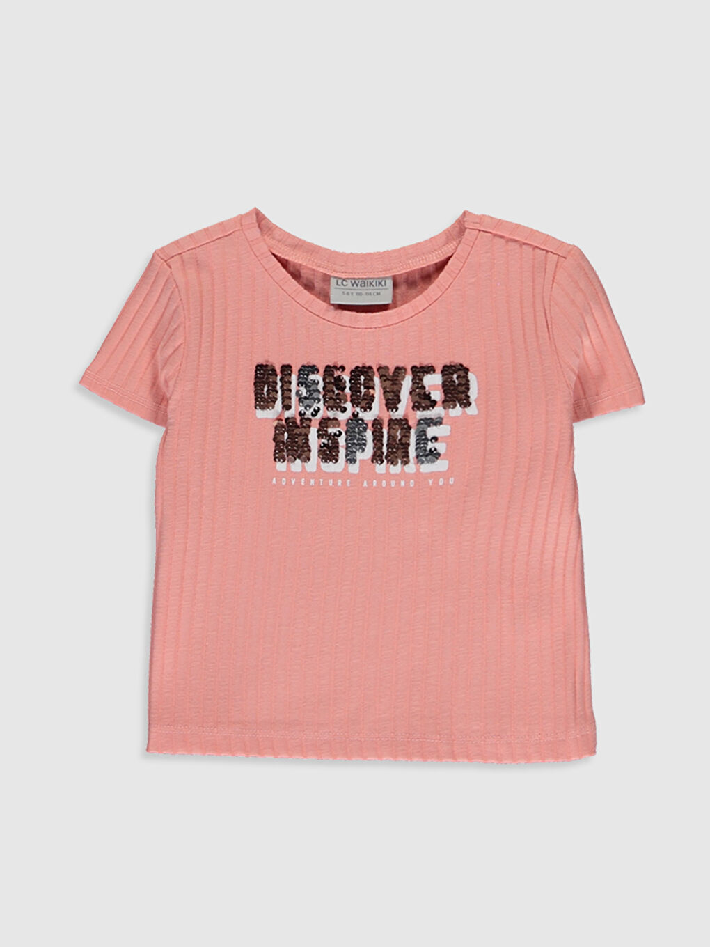 Mercan Bisiklet Yaka Kısa Kollu Kız Çocuk Tişört