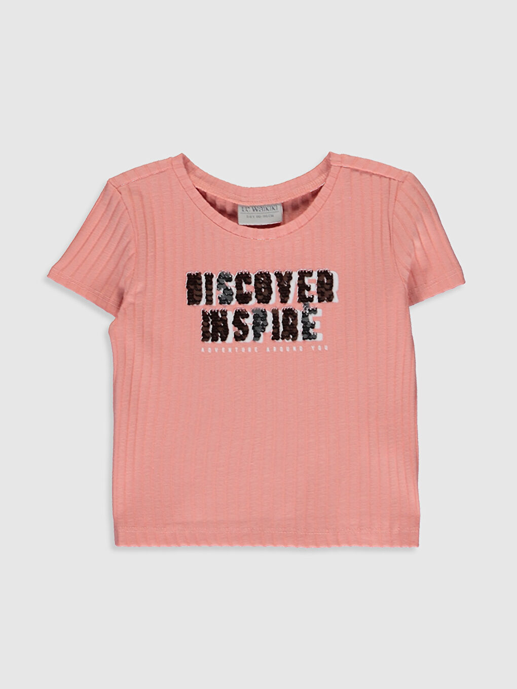 Mercan Bisiklet Yaka Kısa Kollu Kız Çocuk Tişört-1