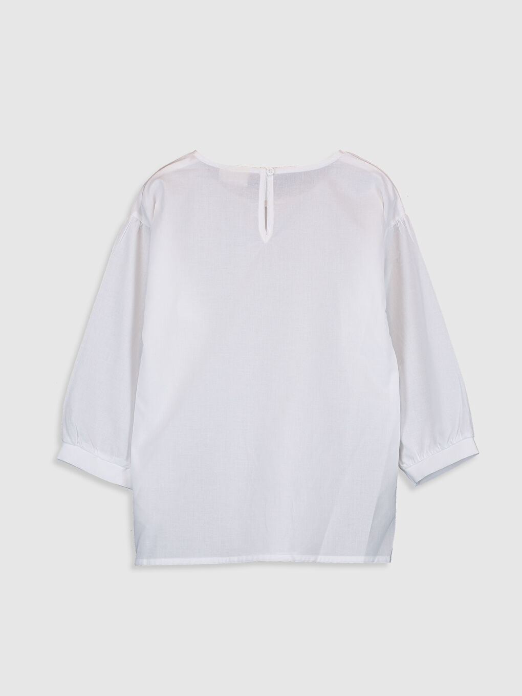 Beyaz Bisiklet Yaka Kız Çocuk Bluz-1