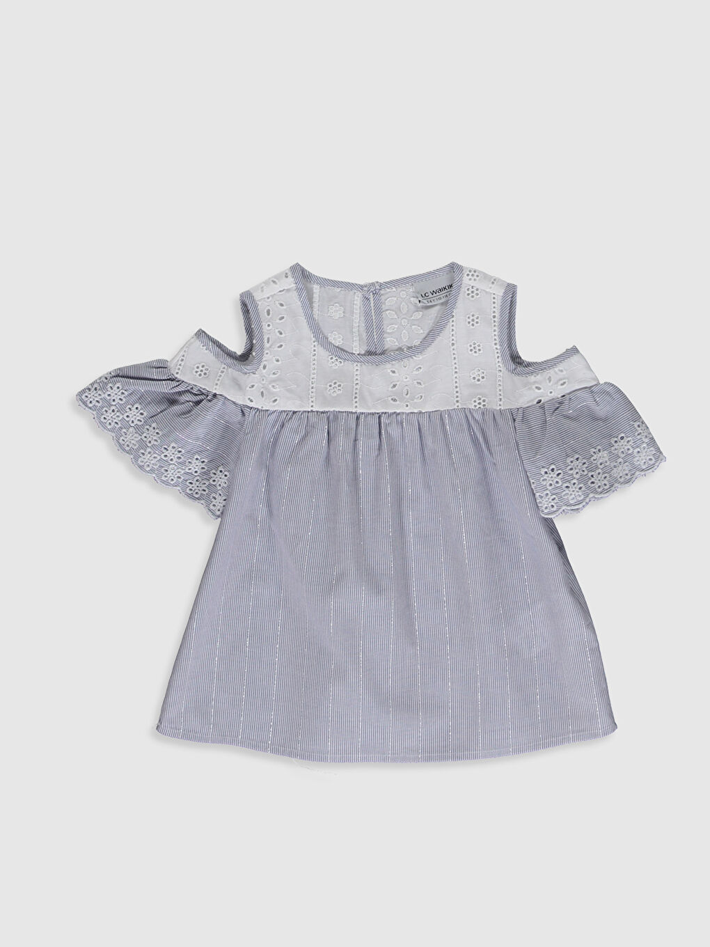 Mavi Bisiklet Yaka Kısa Kollu Kız Çocuk Bluz