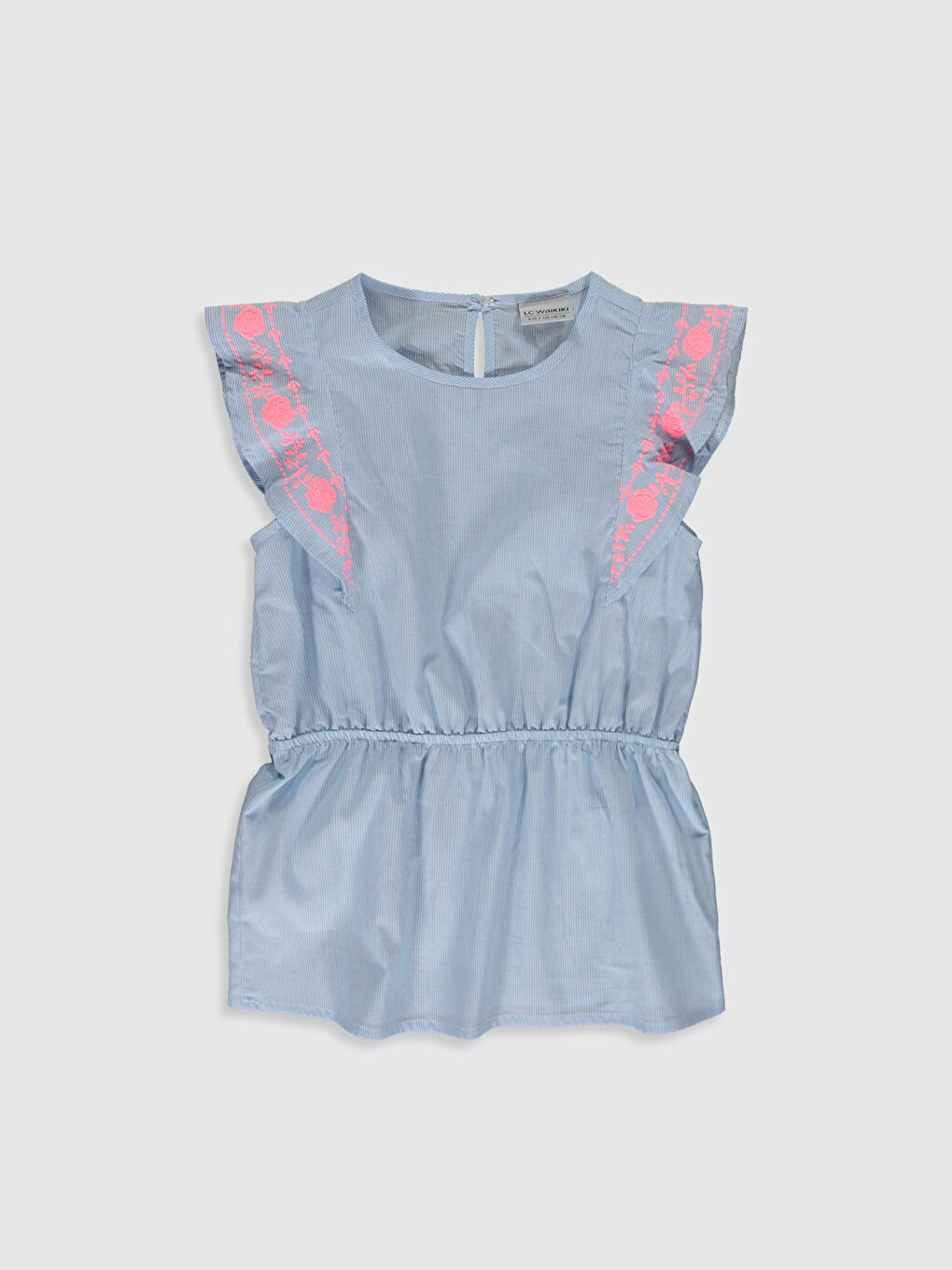 Блузка из поплина с узором и круглым вырезом для девочек