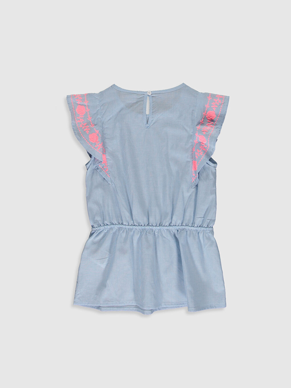 Блузка из поплина с узором и круглым вырезом для девочек-1