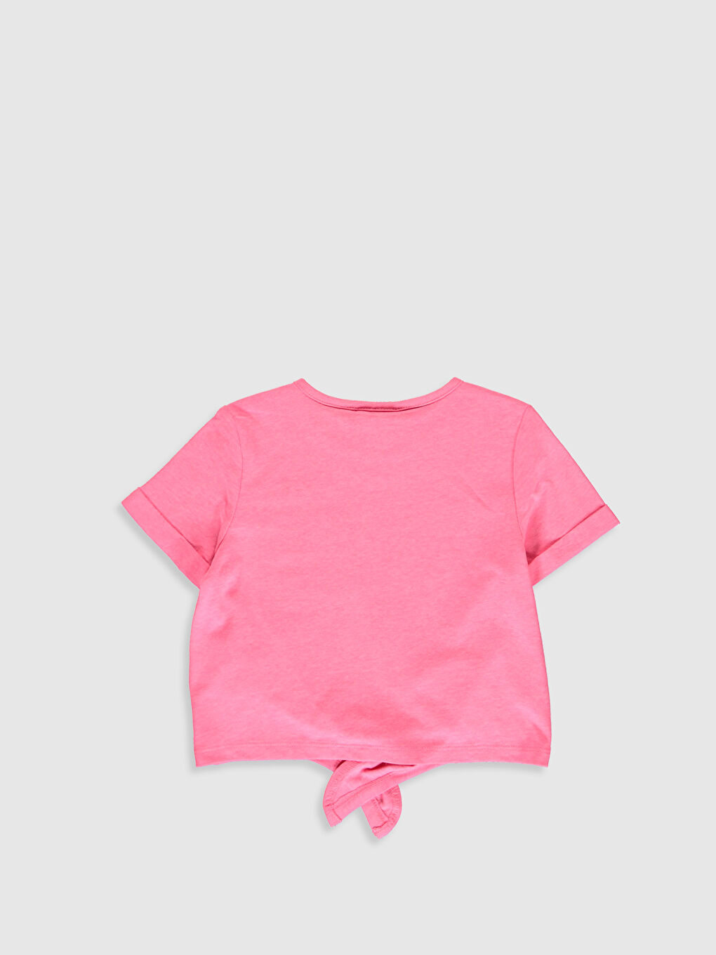 Pembe Bisiklet Yaka Kısa Kollu Kız Çocuk Tişört-1