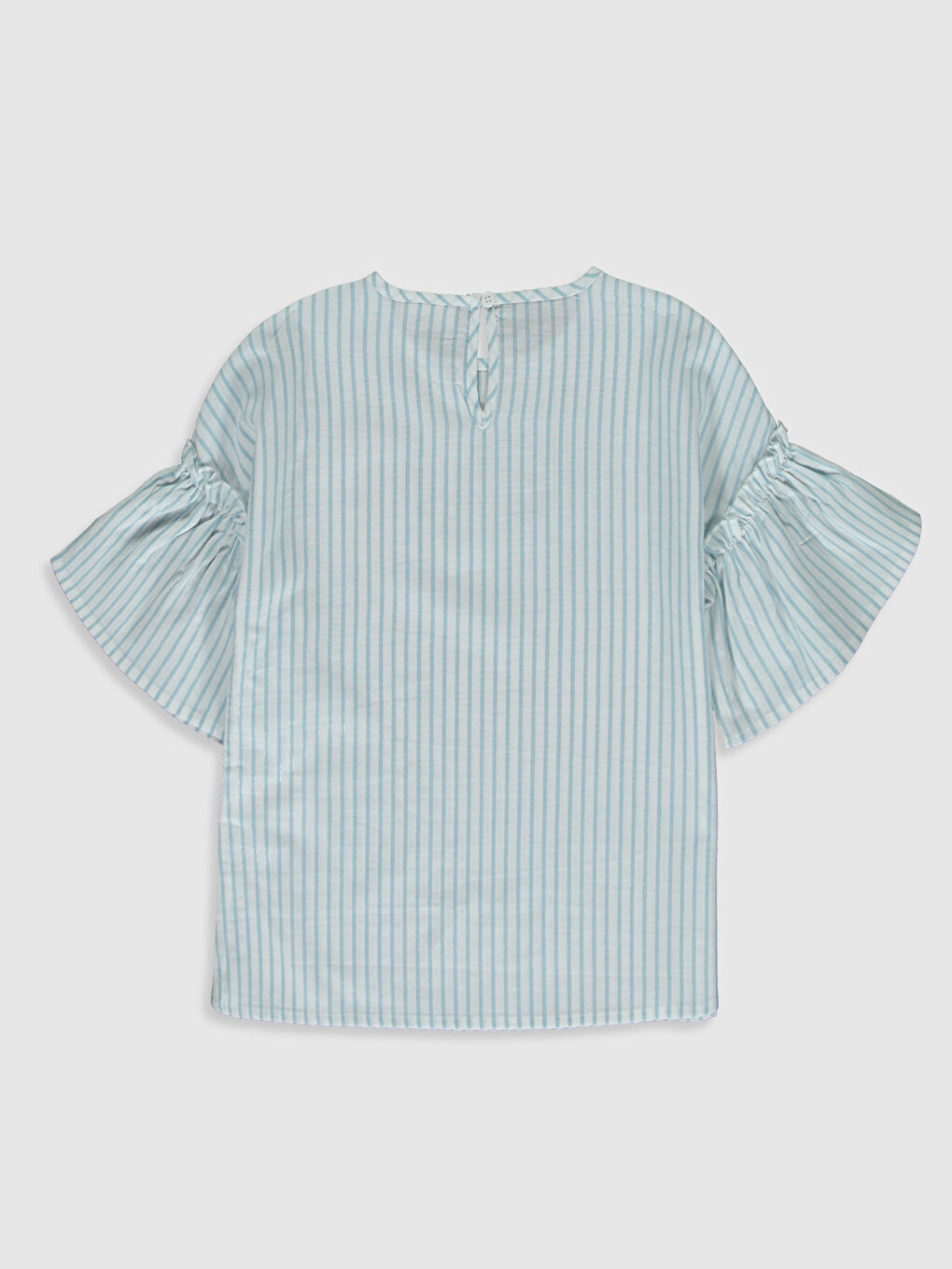 Crew Neck Striped Short Sleeve Girls Blouse-1