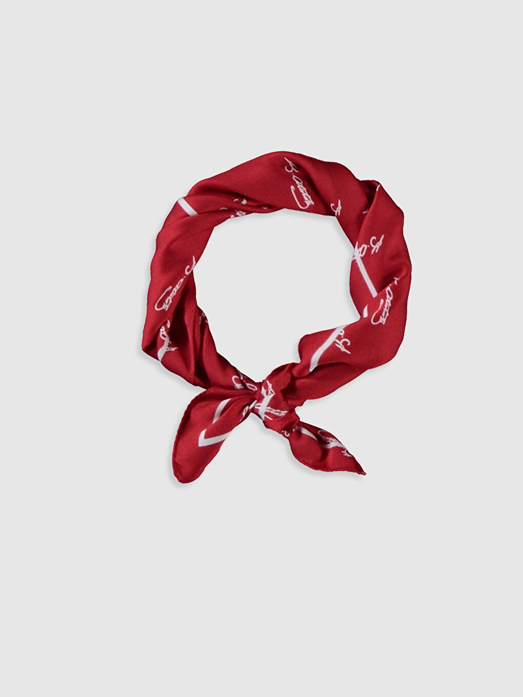 Kırmızı Atatürk İmzalı Kız Çocuk Saten Fular-1