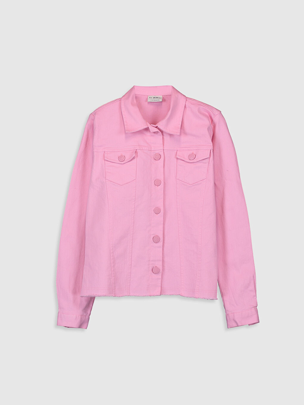 Pembe Gömlek Yaka Cep Detaylı Kız Çocuk Ceket-1