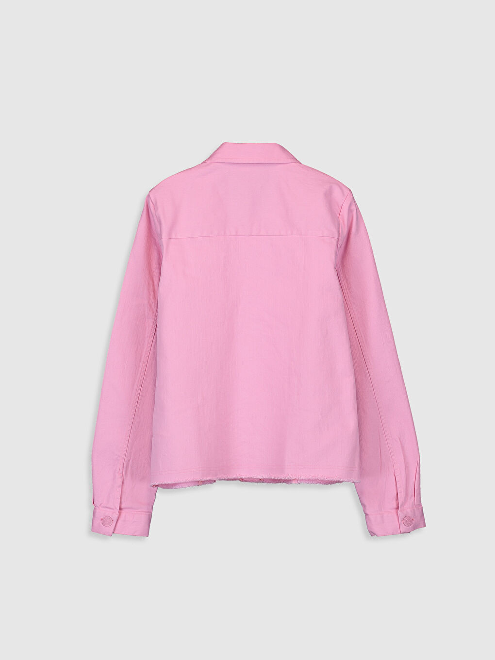 Pembe Gömlek Yaka Cep Detaylı Kız Çocuk Ceket-2