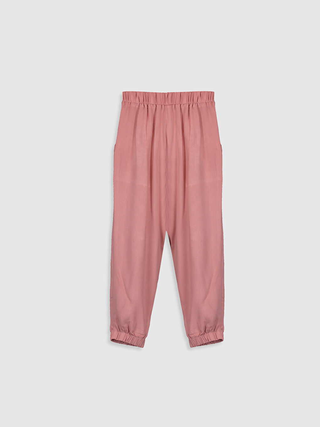 Beli Lastikli Basic Viskon Kız Çocuk Pantolon-1